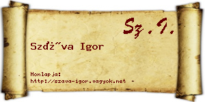 Száva Igor névjegykártya